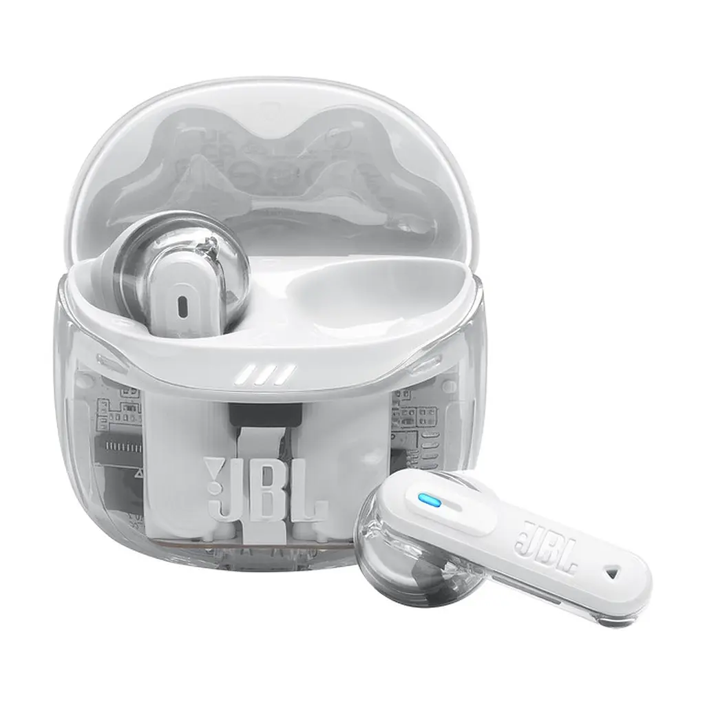 Навушники бездротові JBL Tune Flex 2 (JBLTFLEX2GWHT) стереогарнітура в кейсі прозора біла - фото 4