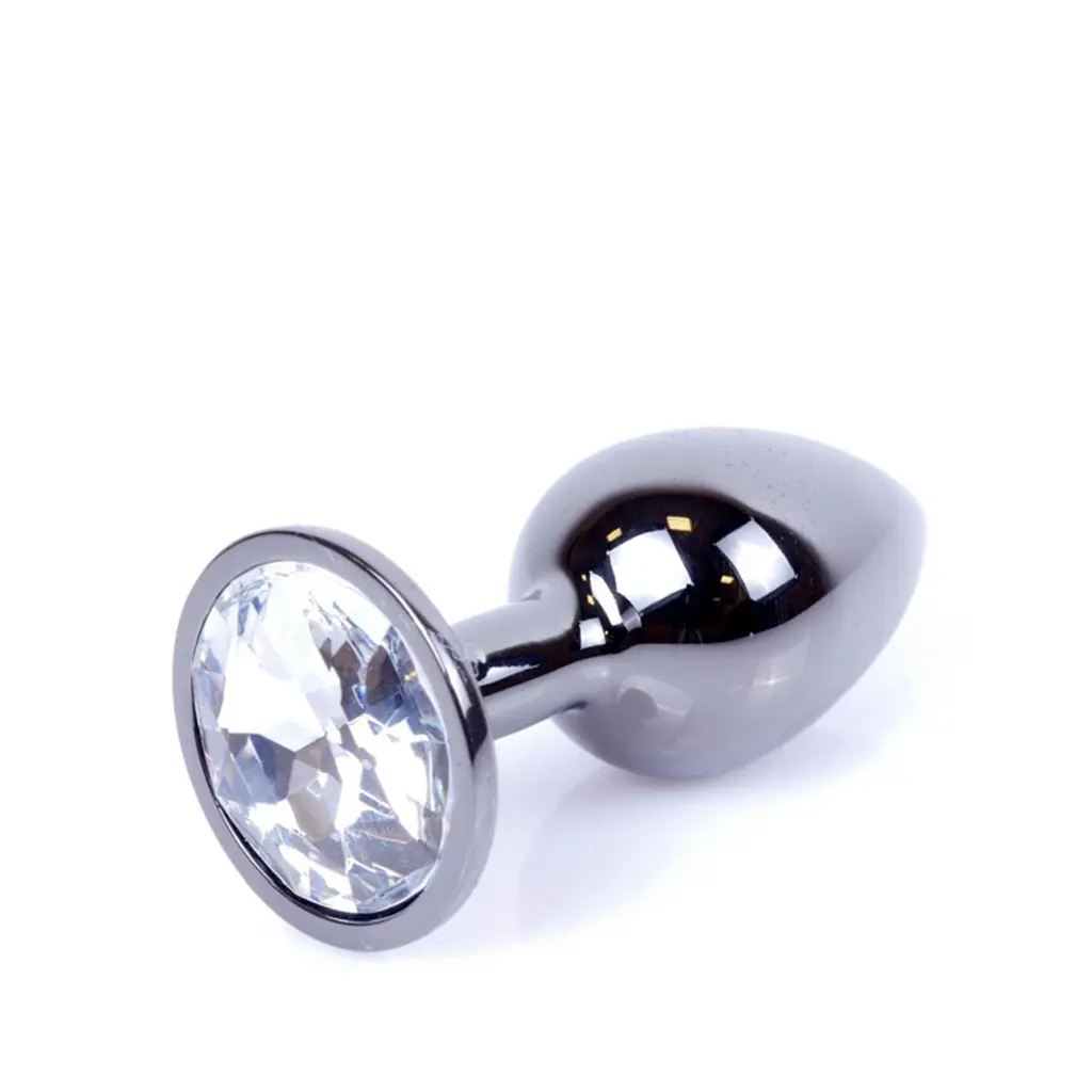 Анальна пробка - Jewellery Dark Silver Plug Clear - фото 3