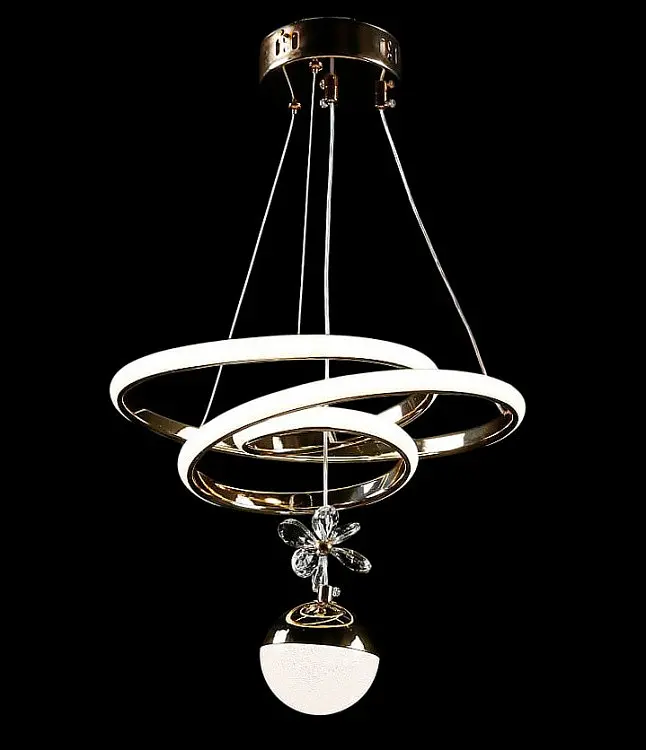Люстра світлодіодна Splendid Ray L125/2 LED, 30W, золото/білий, сучасний стиль, регульована висота, 2 лампи, 34 см - фото 4