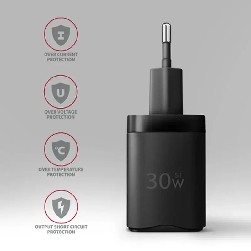 Зарядний пристрій AXAGON 1xUSB QC4.0 + 1xUSB-C PD30W PPS black (ACU-PQ30) - фото 6