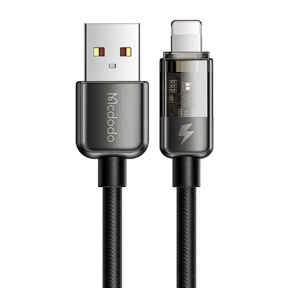 Кабель McDodo Auto Power Off Lightning Transparent Data Cable 1.2m CA-3140 Black