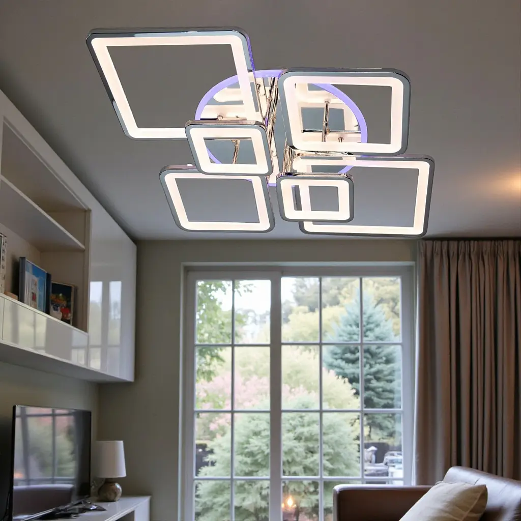 Стельова LED-люстра Diasha 8160/6HR LED 3color 150 W, 97×71×16 см, 3 кольори світла, диммер, пульт - фото 2