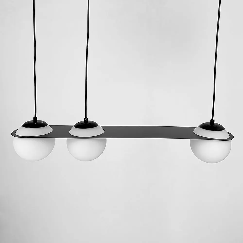 Подвесная люстра в сферических мотивах с тремя плафонами Ст. 921/3 BK+WT | Line F - фото 3