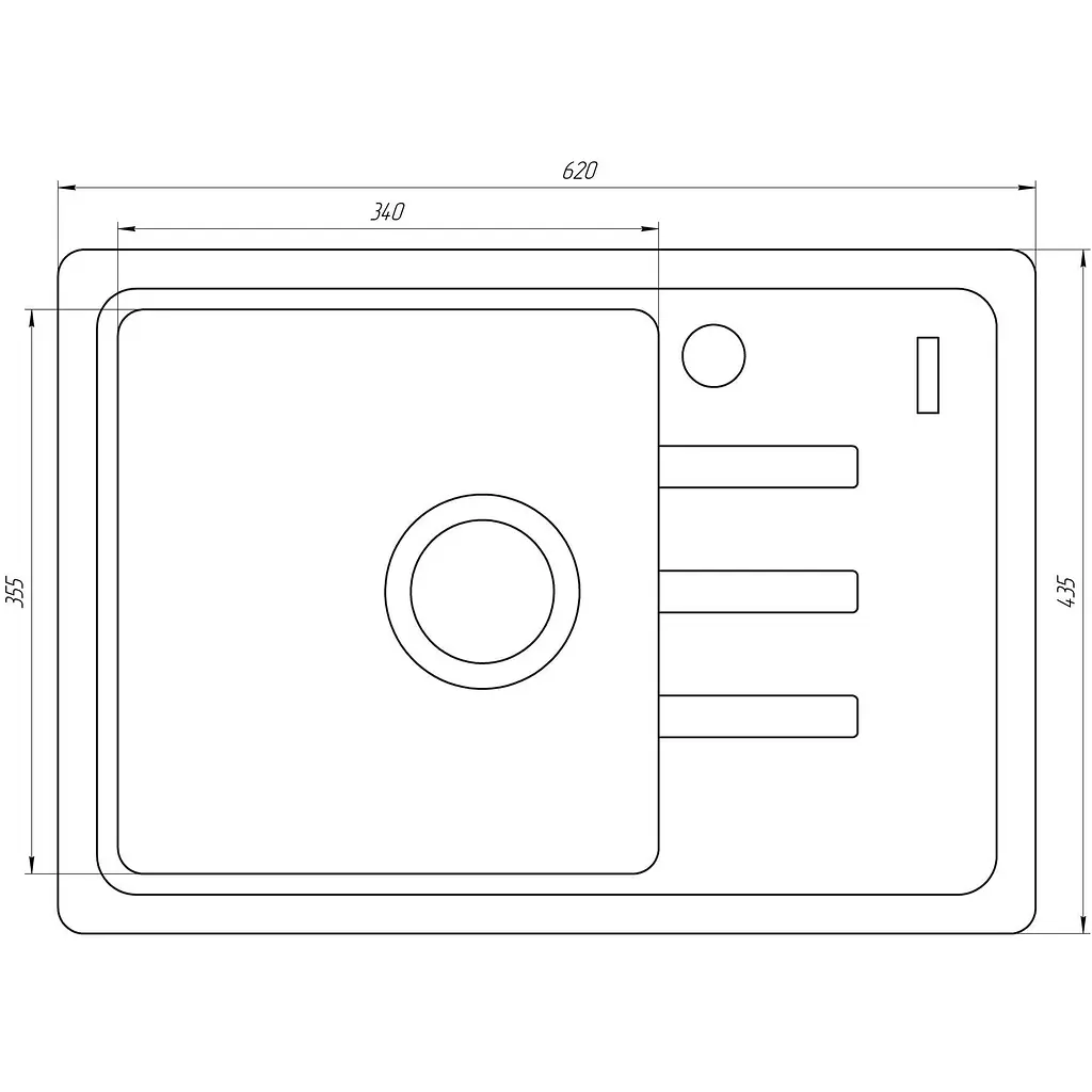 Гранитная мойка Globus Lux Mono слоновая кость 620х435 - фото 3