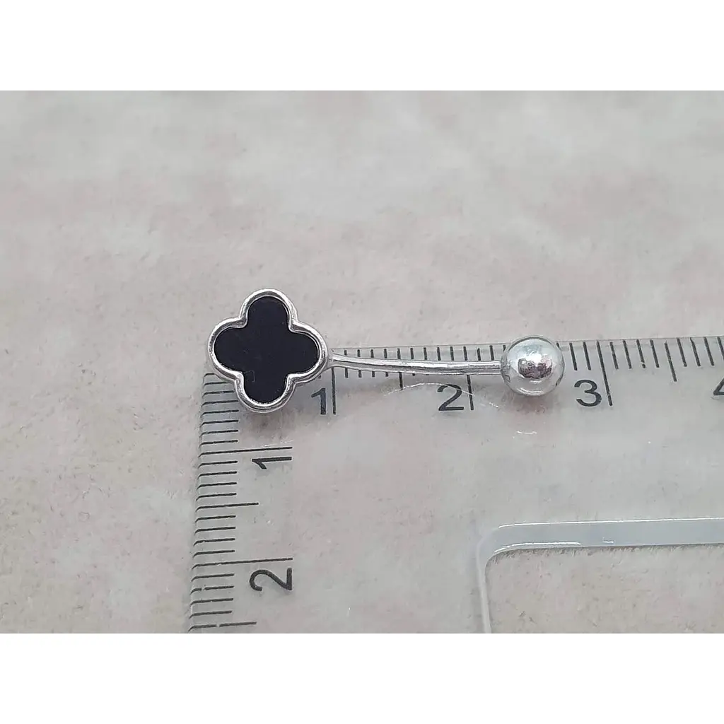 Срібна сережка для пірсингу пупка Ірій з оніксом. 6026 - фото 4