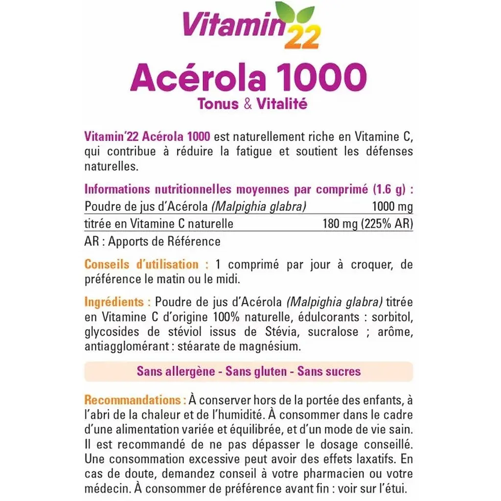 Ацерола Vitamin'22 1000 мг 64 жувальних таблетки - фото 3