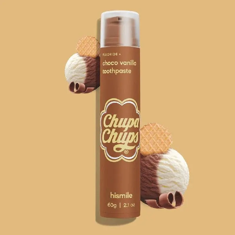 Зубная паста hismile Chupa Chups Choco Vanilla шоколадно-ванильный вкус, с фтором и ксилитом, для мягкого отбеливания 60 г - фото 2