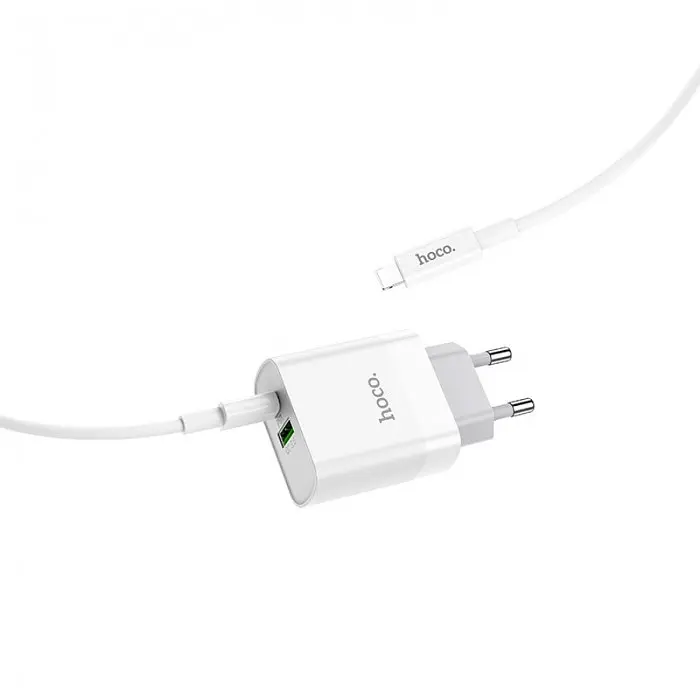 Сетевое зарядное устройство Hoco C80A Rapido PD18W+QC3.0 charger set Type-C to Lightning - фото 5