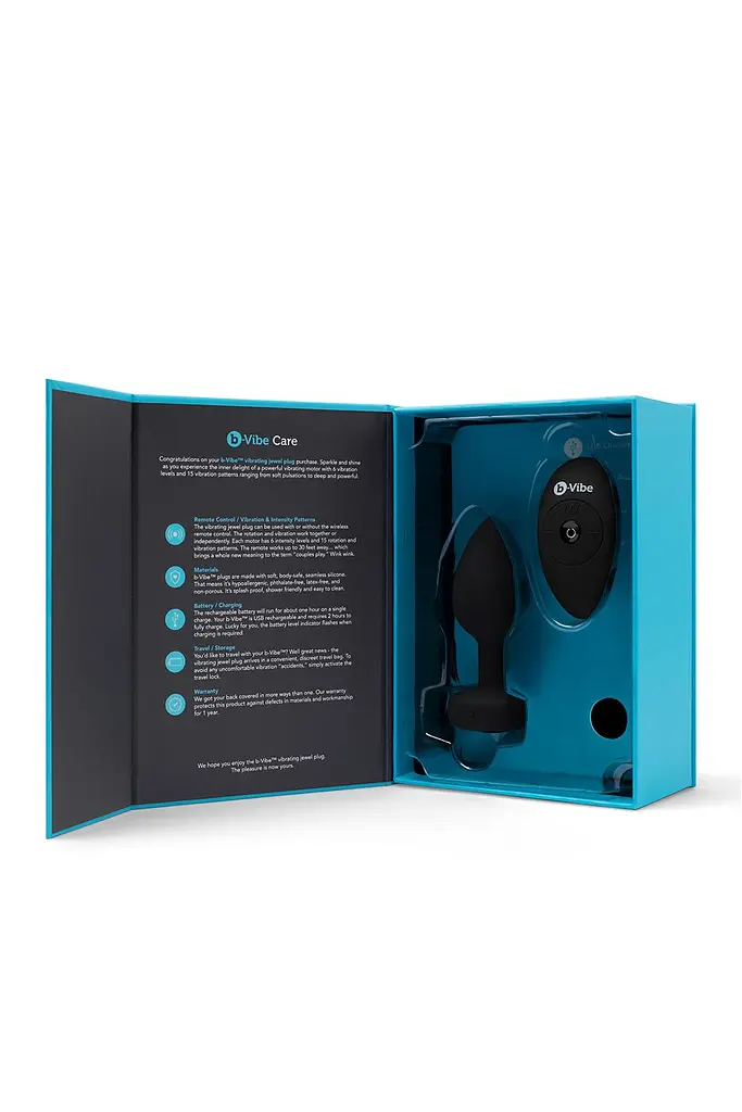 Анальная пробка B-Vibe Vibrating Jewel Plug M/L 10.5 см (черный) - фото 2