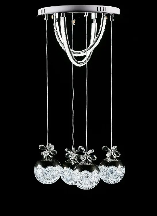 Каскадна хромована світлодіодна люстра Splendid Ray L6295/4+2 LED (CH), 40 см із шістьма кришталевими кулями - фото 3