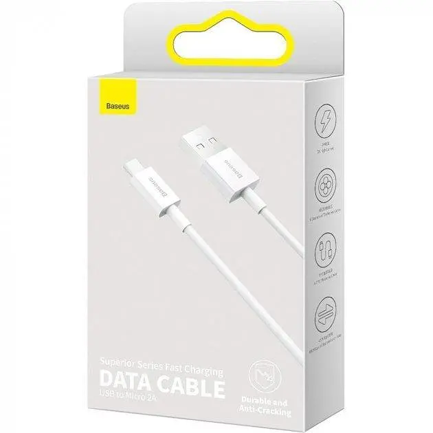 Кабель Baseus Superior Series Fast Charging Data Cable USB to Micro 2A 2m CAMYS-A02 White - фото 2