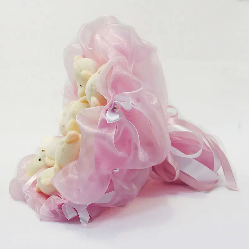 Букет из игрушек Мишки нежно-розовый 5347IT с 11ю игрушками. - фото 2