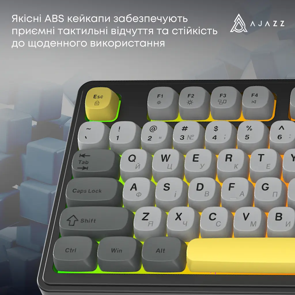 Клавіатура Ajazz AF98 USB UA Black/Grey/Yellow (AF98-BGY) - фото 11