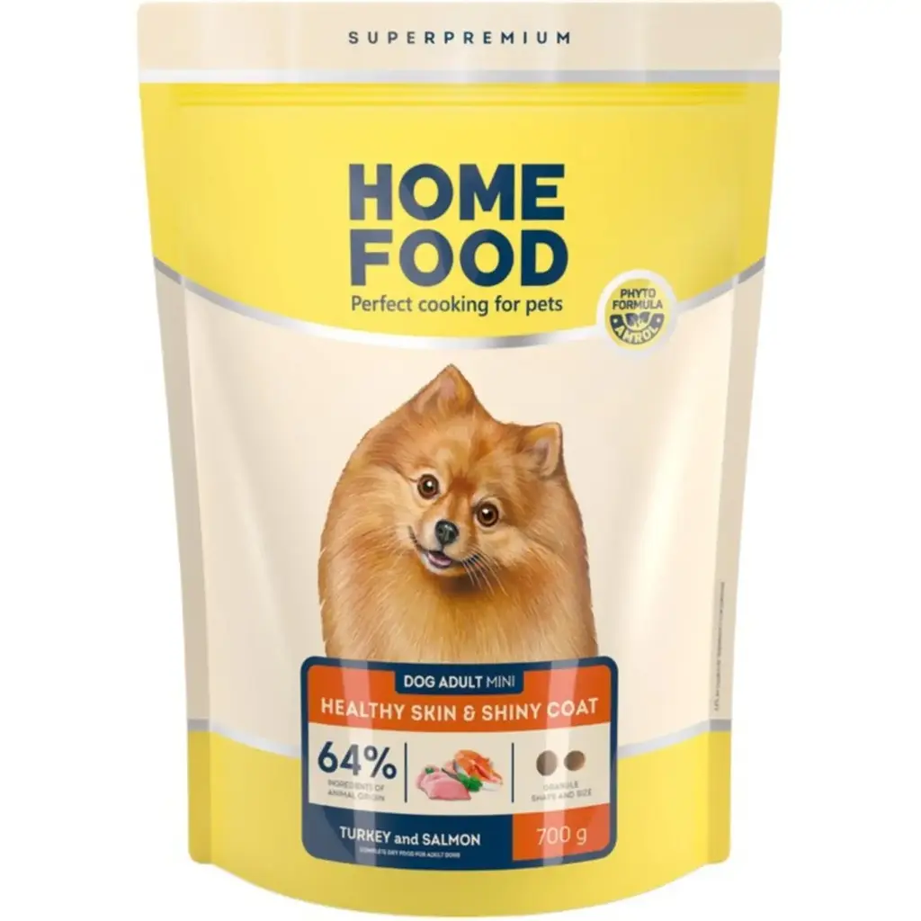 Сухий корм для собак Home Food Adult Mini Здорова шкіра та блиск шерсті для малих порід з індичкою та лососем 700 г