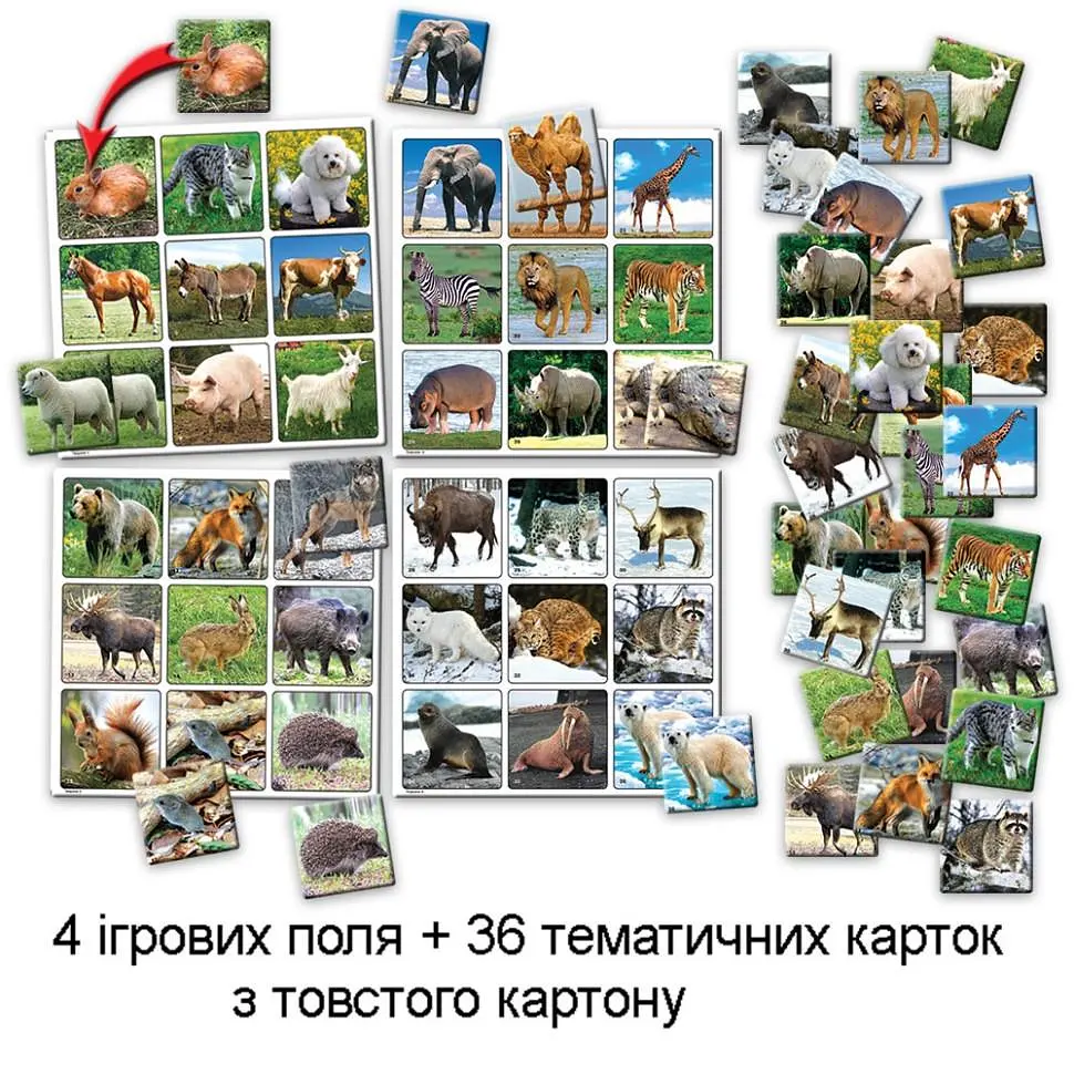 Настільна гра Енергія плюс супер Лото Тварини з 36 карт тварин 25х4х4 см від 3 років Лавандовий (SR-113-N-1152) - фото 3