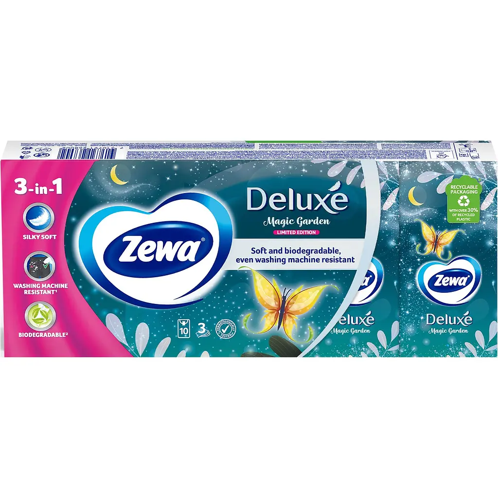 Набір носовичків Zewa Deluxe тришарові лімітована колекція 10 уп. по 10 шт. - фото 2