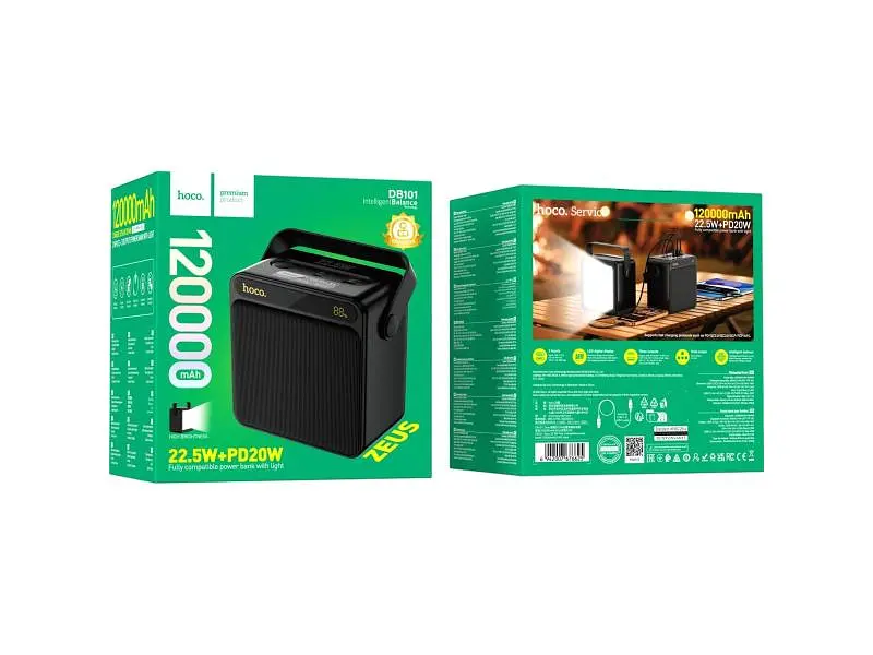 Зовнішній акумулятор (павербанк) Hoco DB101 Zeus 120000mAh 22.5W Black - фото 5