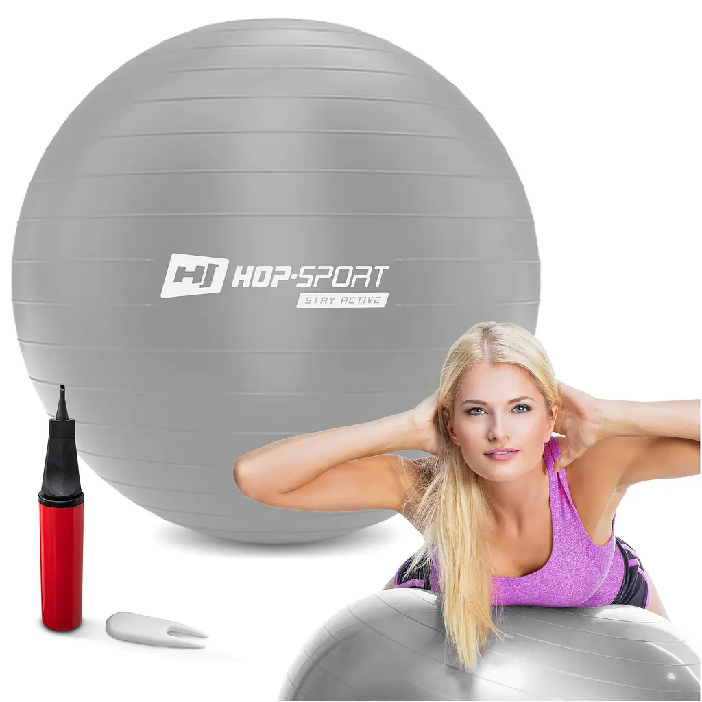 Фітбол Hop-Sport 85см сріблястий + насос 2020 - фото 5
