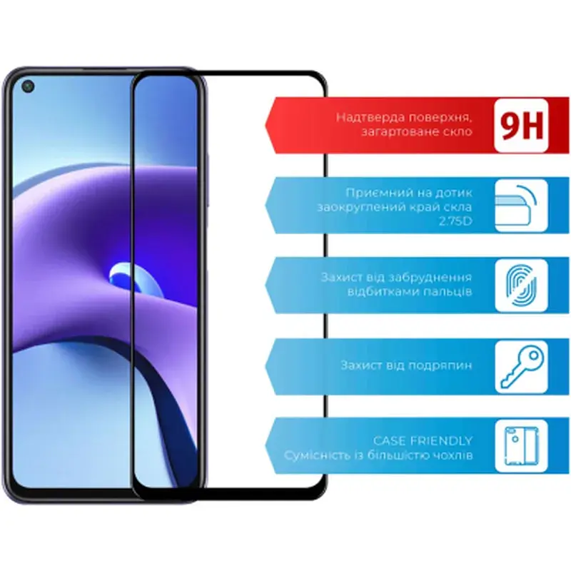 Скло захисне ACCLAB Full Glue Xiaomi Redmi Note 9T (1283126510571) - фото 2