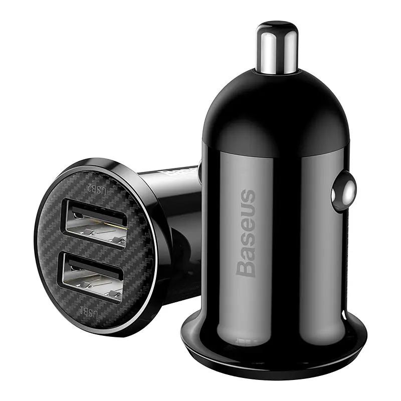 Адаптер автомобильный BASEUS Grain Pro автозарядный 2 USB 4.8 A (CCALLP-01) черный - фото 2