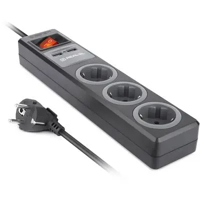 Мережевий подовжувач REAL-EL RS-3 USB CHARGE 1.8m, black (EL122500001) - фото 9