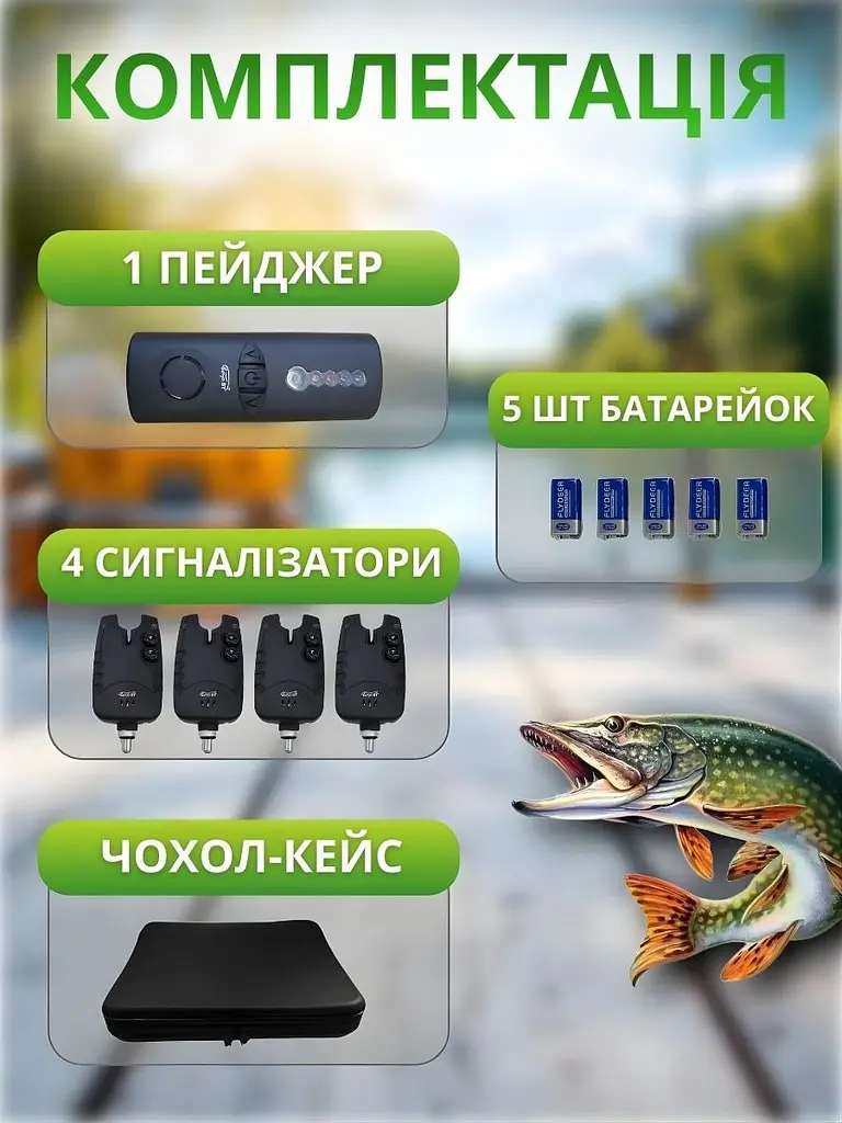Набір сигналізаторів клювання 4 в 1 з пейджером - фото 7