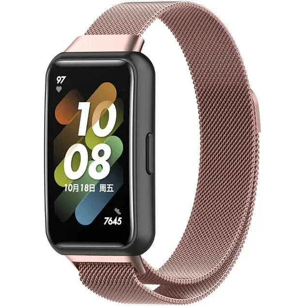 Ремінець DK для Huawei Band 7 Metal Milanese Loop Magnetic (pink rose) - фото 2