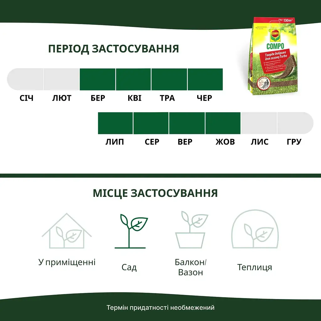 Добриво для газону COMPO TURBO 5 кг - фото 5