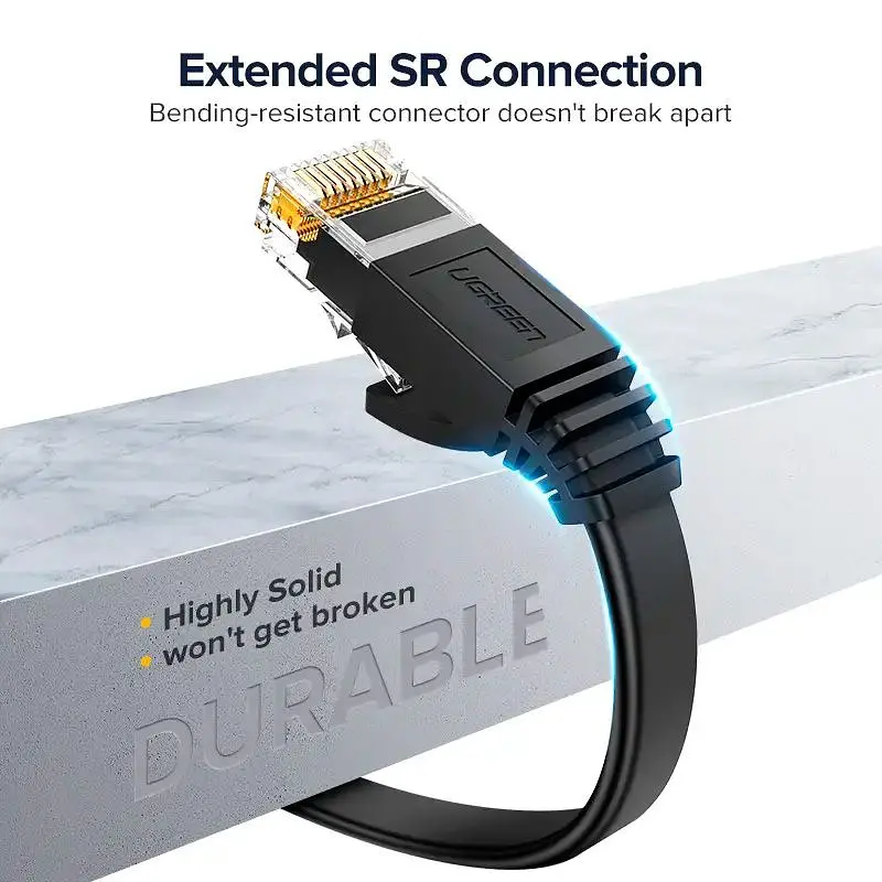 Патч-корд Ugreen NW102 Cat 6 U/UTP Lan Flat Cable 2m Black (50174) [165590] - фото 7