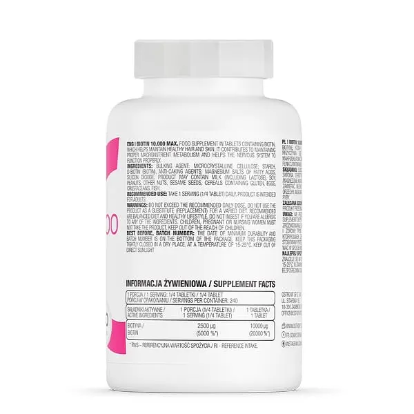 Витамины и минералы OstroVit Biotin 10000 Max 60 таблеток - фото 2