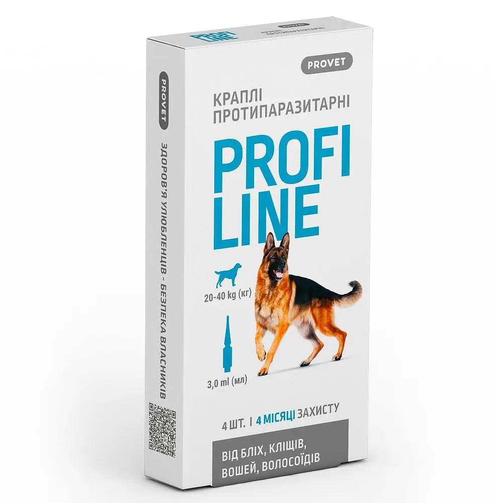 Каплі ProVET Profiline для собак 20-40 кг 4 піпетки по 3.0 мл інсектоакарицид - фото 7
