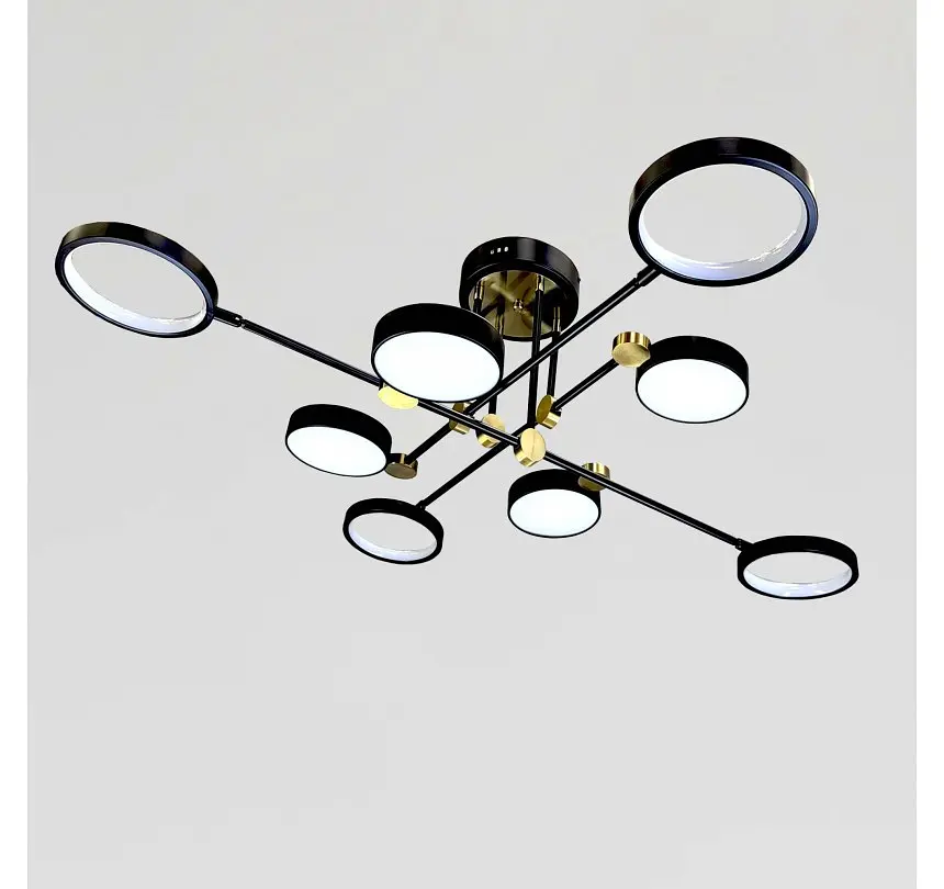 Сучасна чорно-золота LED люстра на 8 плафонів Artlight P537/8BK для вітальні та кабінету - фото 2