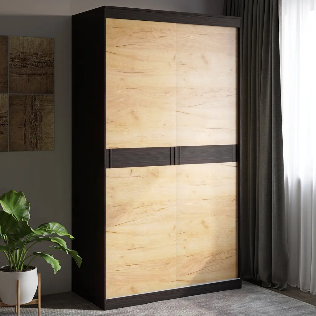 Шафа-купе Еверест Соната 1200 дводверна 120х60х217 венге темний/дуб крафт золотий (EVR-2393) - фото 2