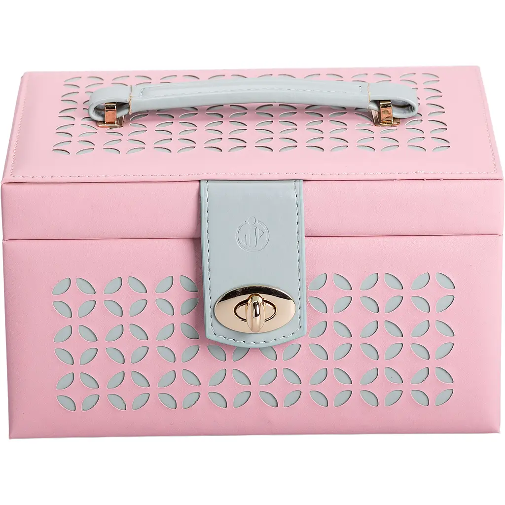 Кейс-скринька Yiwu для прикрас на кнопці 22.5x15.5x13 см рожевий HP-5-17P - фото 6