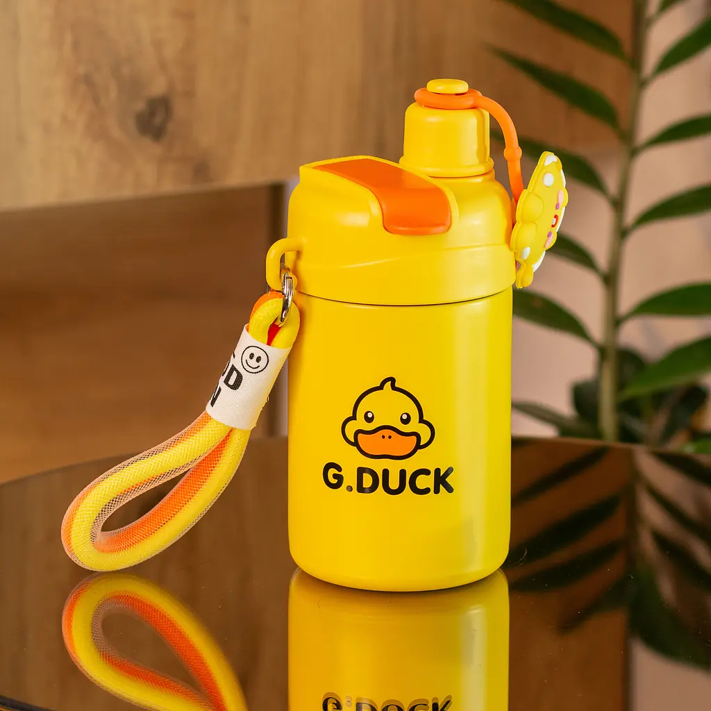 Термос G. Duck 460 мл с трубочкой и винтовой крышкой, желтый Happy Life HP18309Y - фото 2