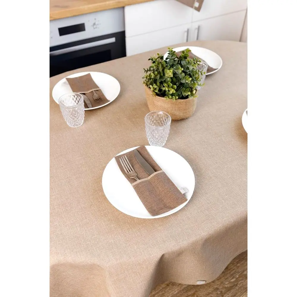 Скатертина Прованс Кориця овальна 133х240 см мокко (41209) - фото 7