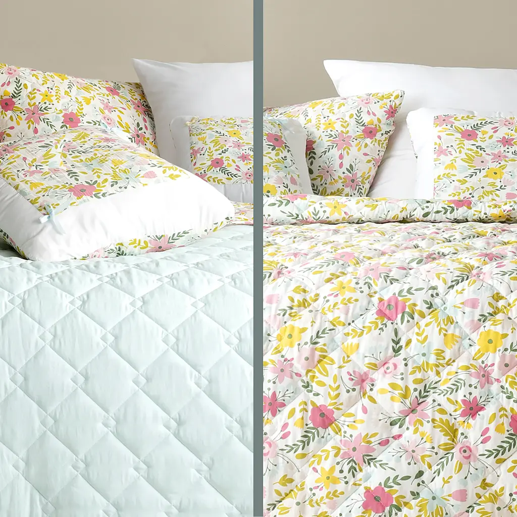 Двостороннє покривало Ideia Стиль Cube квіти та м'ята 210 х 140 см (8-32403) - фото 7