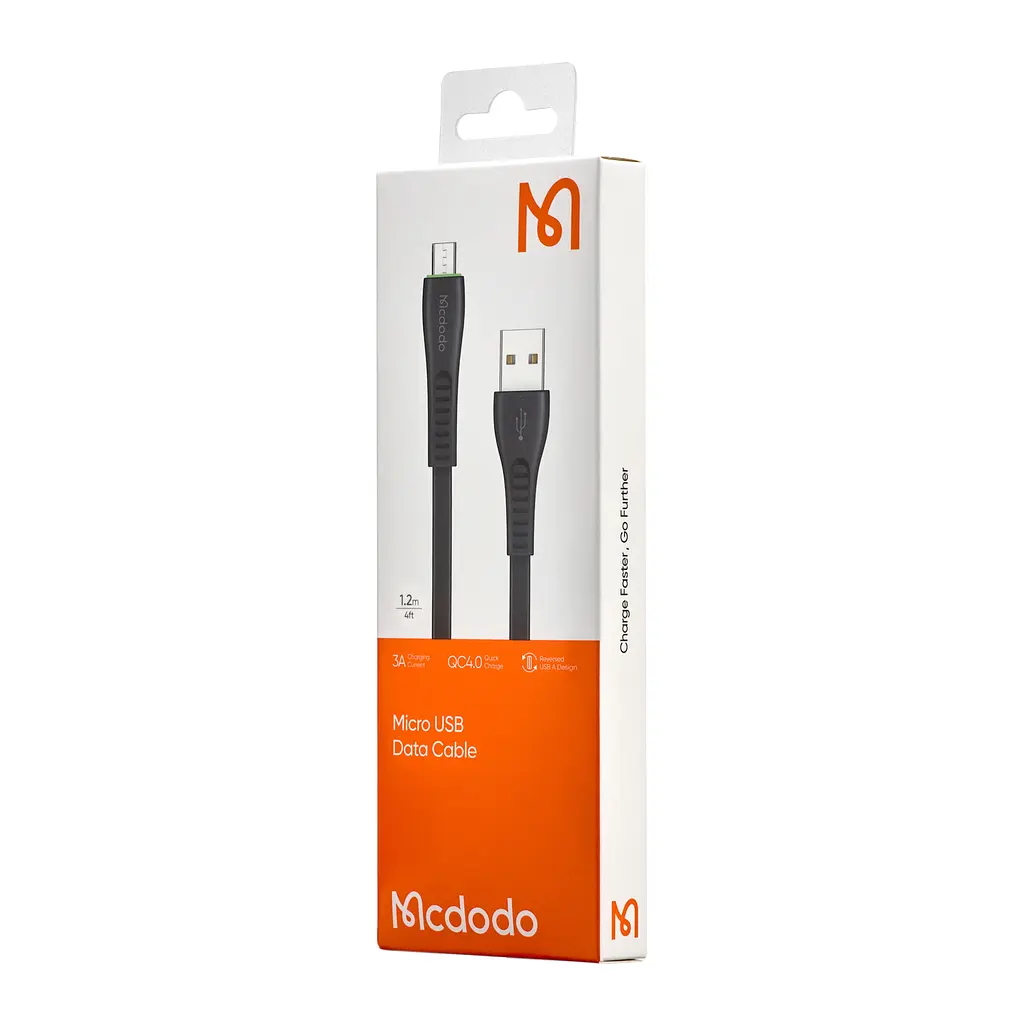 Кабель McDodo Flying Fish Series Micro USB Data Cable with LED Light 1.2m CA-6751 Black - фото 2