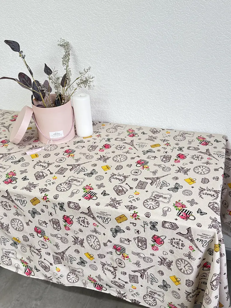 Скатертина Ecotton 150х220 см бавовняна з рогожки бежева Мадам (23545) - фото 7