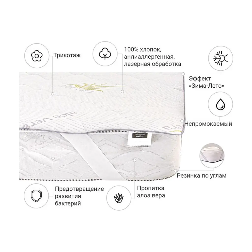Наматрацник MirSon №1005 Alberto Eco Seasons Aloe Vera 120х200 см (2200001490789) - фото 3