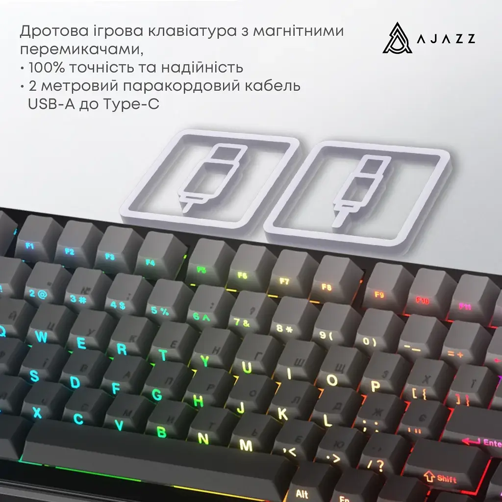 Клавіатура Ajazz AK820 Max Magnetic Switch RGB USB UA Gradient Black (AK820MAX-M-S-GG) - фото 5