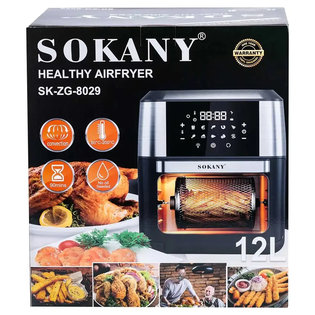 Аэрофритюрница безмасляная Sokany SK-ZG-802 12л электрическая с сенсорным управлением, таймер 1800Вт - фото 5