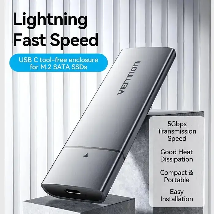 Зовнішня кишеня для SSD Vention M.2 USB-C Grey KPEH0 [118490] - фото 8