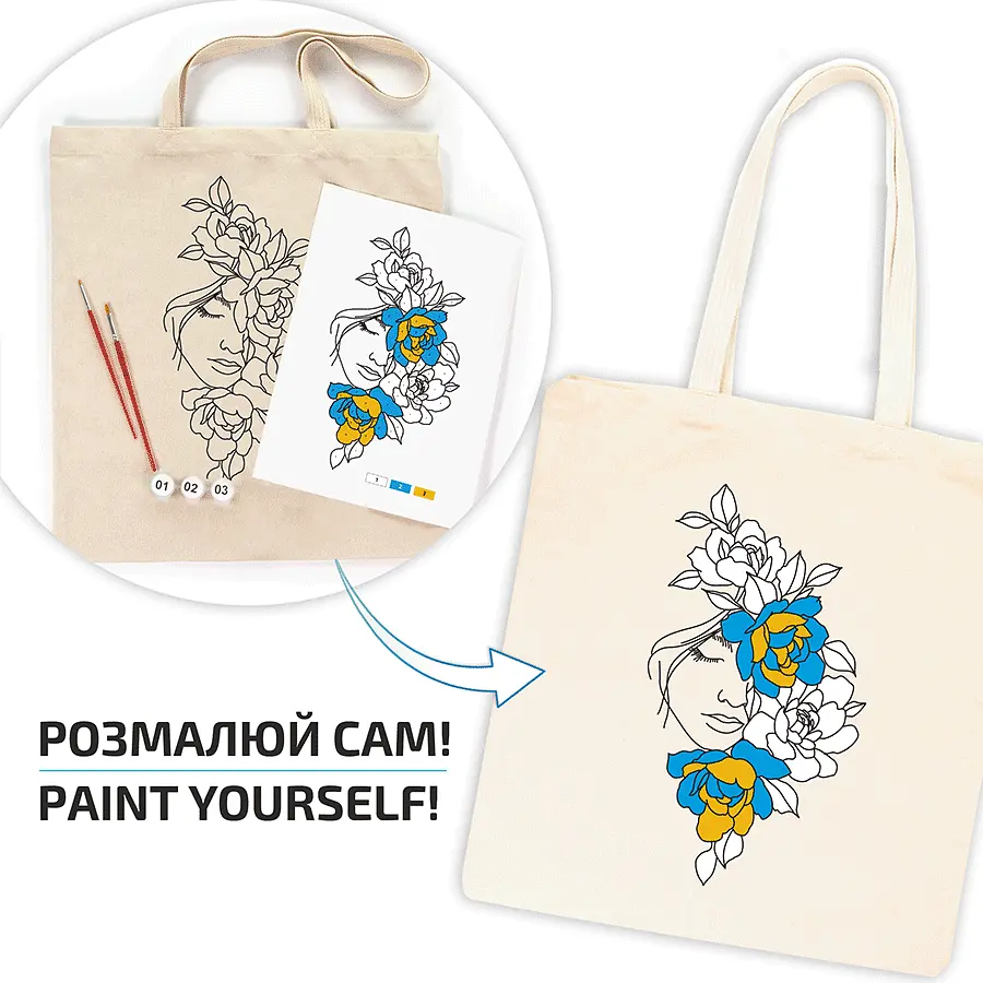 Набор экосумка-раскраска «Цветы в волосах» хлопок 220 г/м2 38х42см ROSA Talent [CD] - фото 4