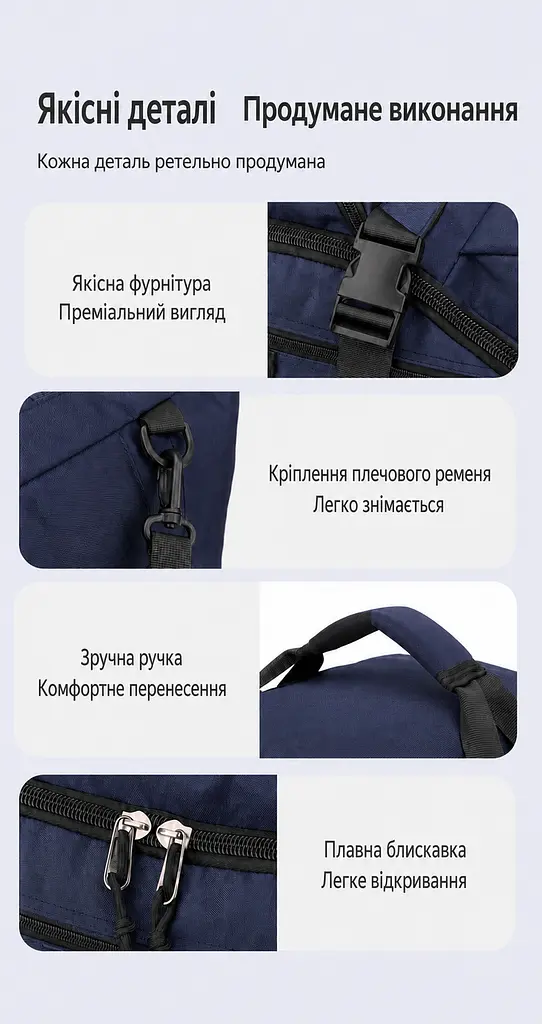 Велика сумка-рюкзак 3 в 1 на колесах Solve синя 70 л (KT7007104) - фото 6