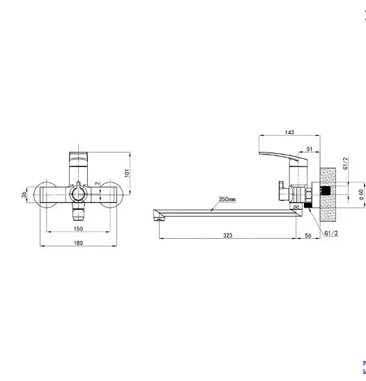 Змішувач для ванни Mixxus Premium Lazar 006 (EURO) (MI8270) - фото 5