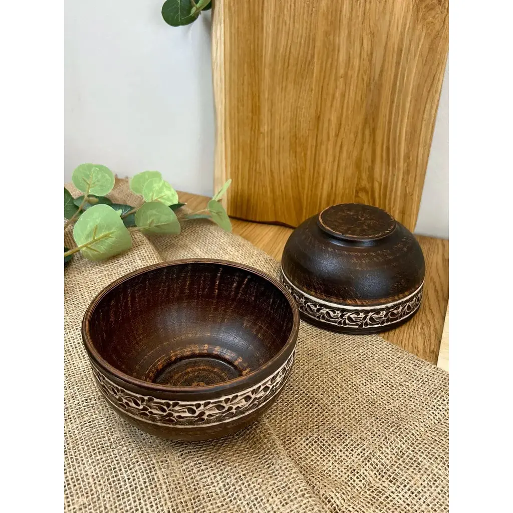 Салатник керамічний (глиняний) різьблений Ангоб 700 мл - фото 7