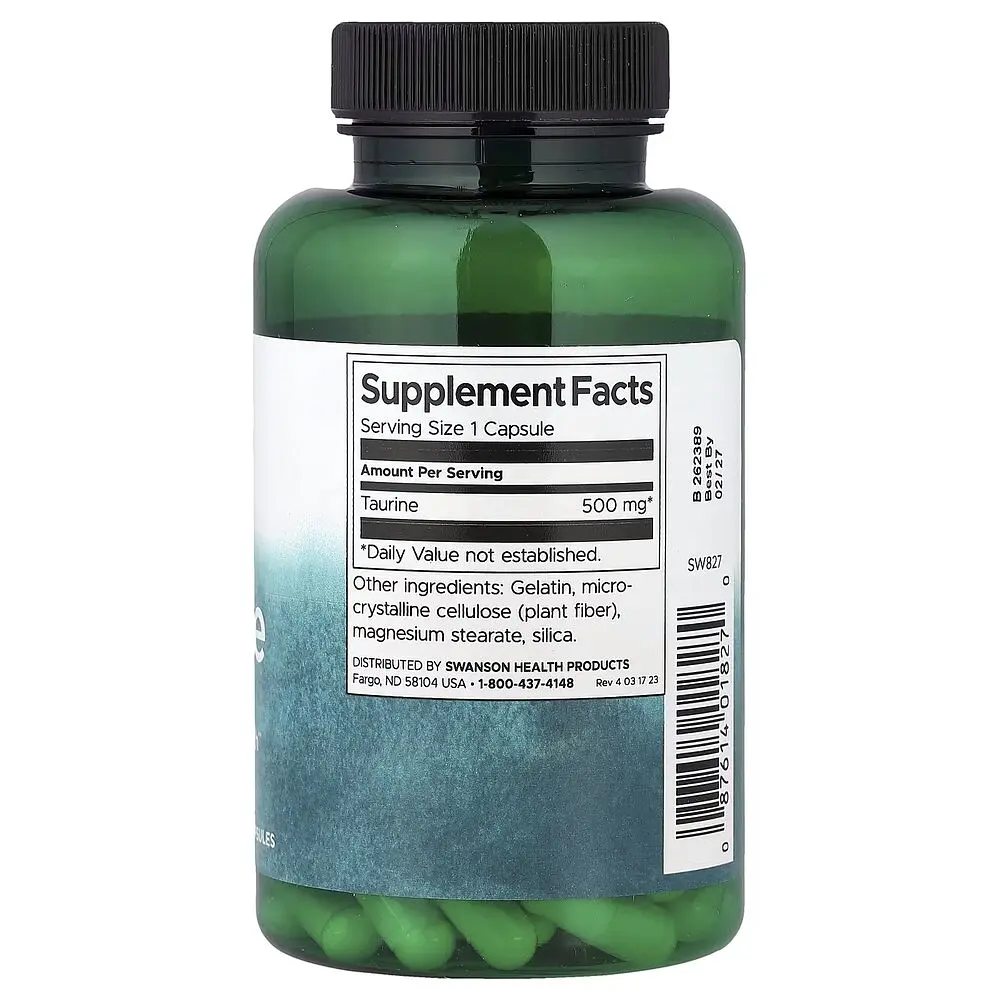 Таурин Swanson Taurine 500 mg, 100 капсул - фото 2