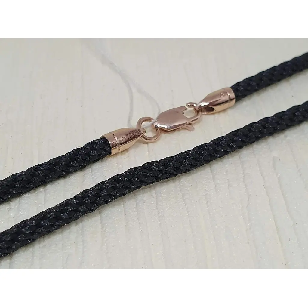 Ювелирный шелковый шнурок Golden Time с золотыми вставками. Ц2033ШЧ2 55 - фото 2