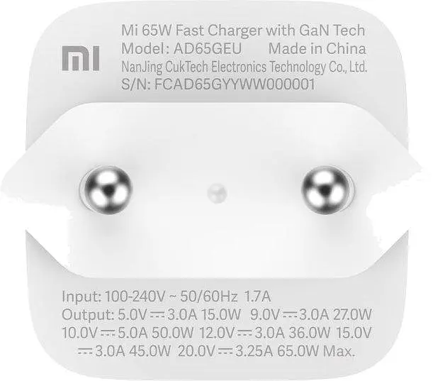 Мережевий зарядний пристрій XiaomiXiaomi Fast Charger 65W with GaN Tech BHR4499GL White - фото 4
